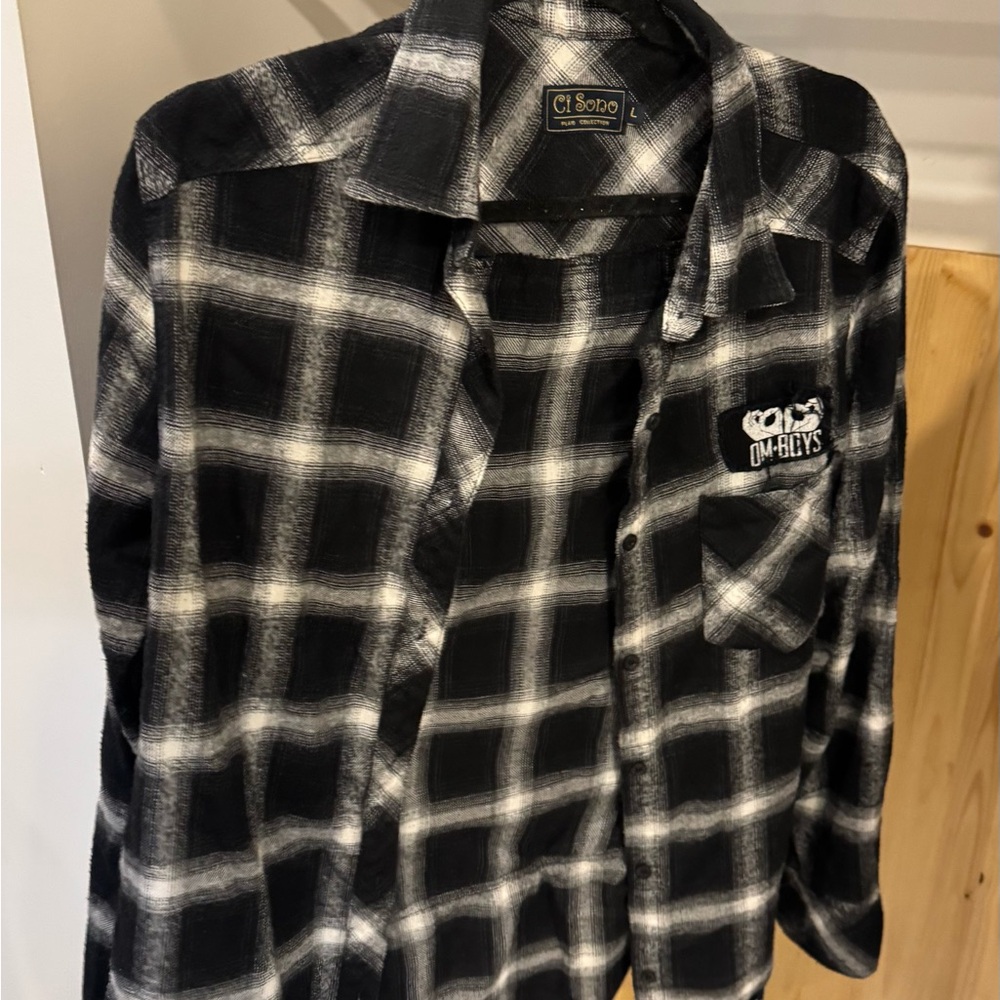 OM BOYS Black and White Plaid Shirt - Picture 2 of 2